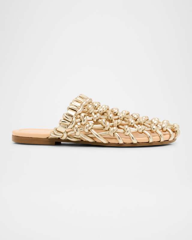 Nour Metallic Knot Net Slide Mules
